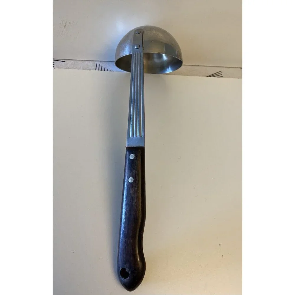 Vintage Veri-Sharp Ladle Stainless Steel 10” Riveted Wood Handle Made In USA